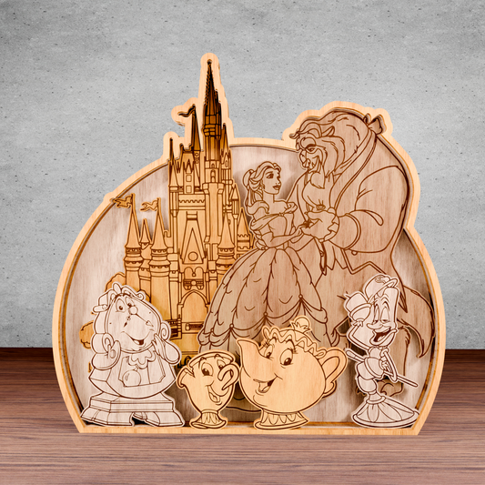 Beauty and the Beast Castle Multilayer SVG – Cartoon Princess Laser Cut File for Nursery Decor, Girl’s Room, Fairytale Gift