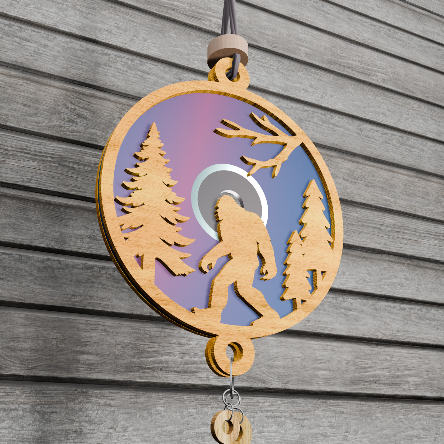 Bigfoot Christmas Ornament SVG for Glowforge Laser, Sasquatch Multi-Layer Cut File Template, Can be Personalized, Bigfoot Cut File