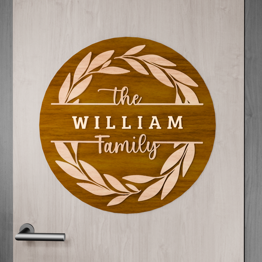 Split Frame Family Name Sign, Digital download, Round door hanger svg, Glowforge laser file, Cricut, Family name frame, Family monogram svg
