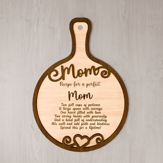Mother Day Gift Wood, Cutting Board Decoration Frame, Recipe Layered Glowforge Lightburn Digital Download SVG