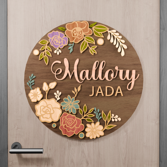Instant Digital Download- Full Floral Laser Ready Svg File, Perfect for Glowforge and Laser Machines, Door Hangers, Wood Signs, Flower Nursery Name Sign