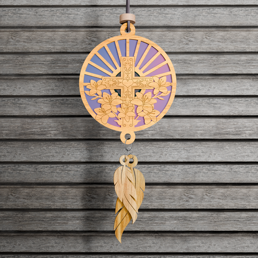 Cross with Flowers Suncatcher with Repurposing DVDs | Laser Cut File | SVG, PDF, EPS | Digital File