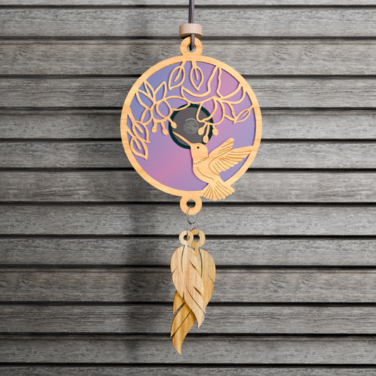 Hummingbird and Fuchsia Suncatcher SVG for Glowforge Laser, Hanging Bird Ornament Laser Cut File, Flower Wall Art Laser Cut File