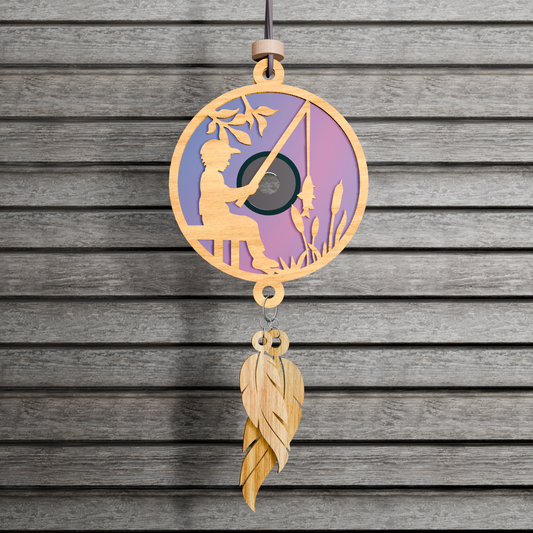 Little Boy Fishing Suncatcher SVG for Laser, Fisherman Cut File, Car Charm, Hanging Ornament, Wall Art, Glowforge Cut File