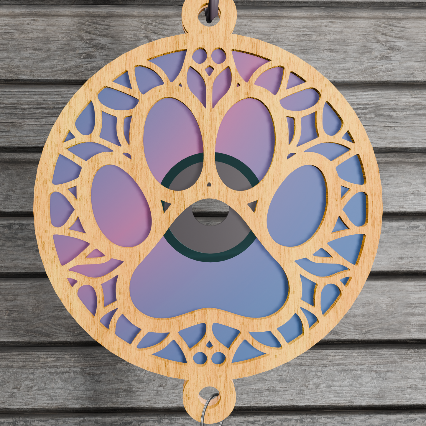 Paw Print Suncatcher SVG, Dxf, Png, Pdf, Eps, Dog Window Ornament Sun Catcher, Laser Cutter Silhouette Vector Clip Art, Cutting Files