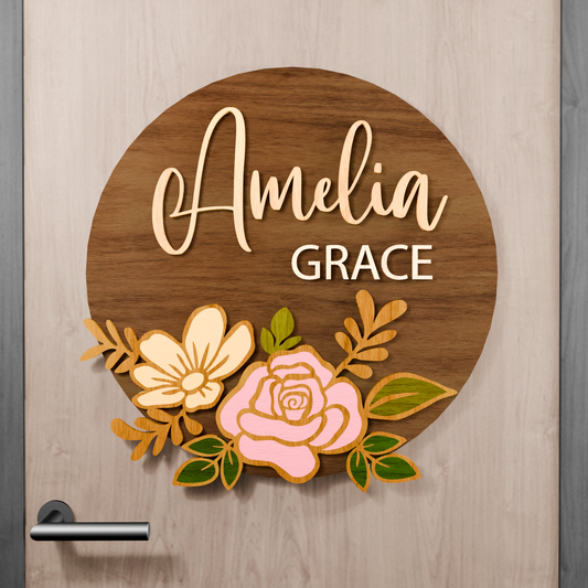 Instant Digital Download- Full Floral Laser Ready Svg File, Perfect for Glowforge and Laser Machines, Door Hangers, Wood Signs, Flower Nursery Name Sign