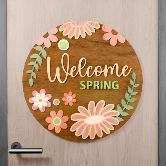 Instant Digital Download - Floral Sign Svg Cut File, Glowforge File,Laser Ready File, Nursery Sign File, Door Hanger Svg, Floral Welcome Sign Svg